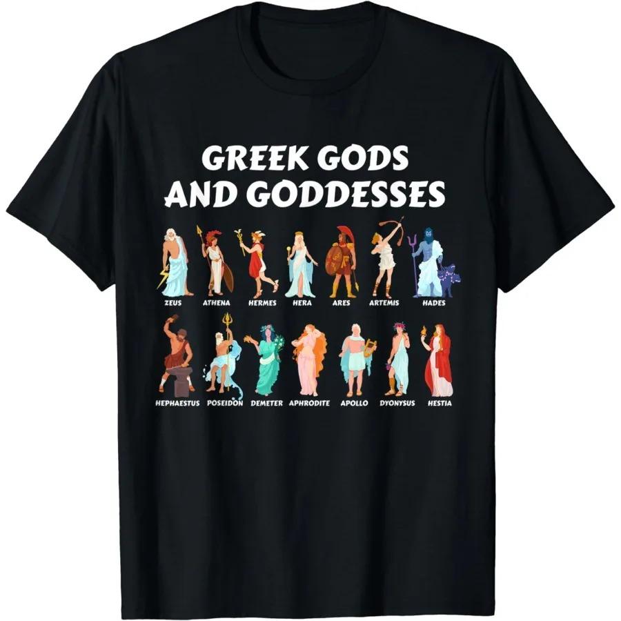 Griechische Götter und Göttinnen Antike Griechische Mythologie Griechenland T-Shirt 100% Baumwolle Rundhalsausschnitt Sommer Kurzarm Lässig Unisex T-Shirt Größe S3XL