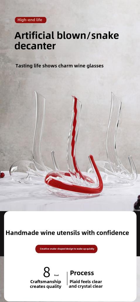 Artificially Blown Snake-shaped Glass Decanter Wine Separator Barware Household Wine Dispenser 1000ml Senior Decanter Wine Set