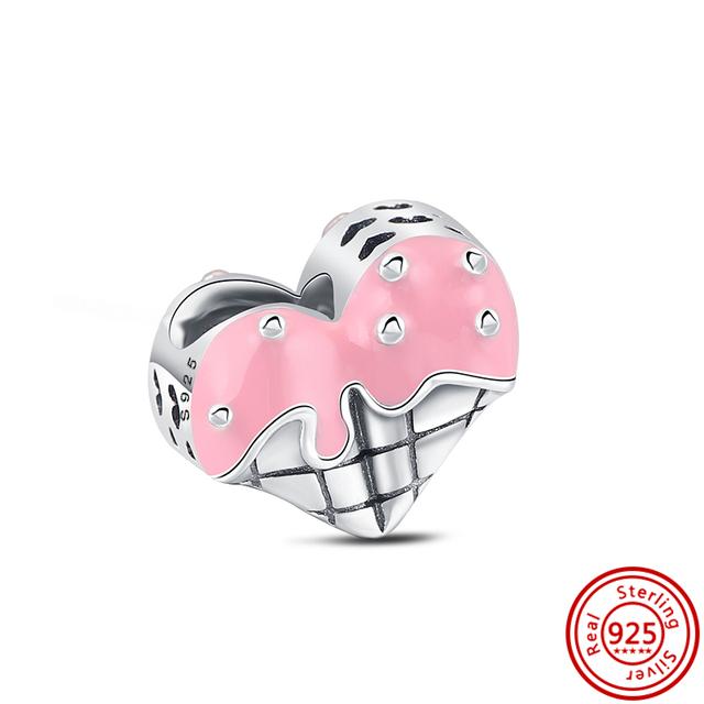 Pantaro 925 Pevná Stříbrná Růžová Série Srdce Květ Motýl Maminka Murano Skleněné Korálky Hodí se Originální přívěsky Náramek Šperky