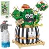 Bulbous Cactus Bonsai Building Blocks Set,Creative DIY Unique Decoration Home,Artificial Flowers Bouquet Plant Construction Building Bricks Toy