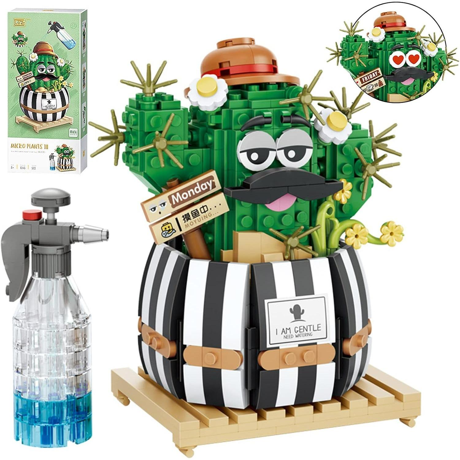 

Bulbous Cactus Bonsai Building Blocks Set,Creative DIY Unique Decoration Home,Artificial Flowers Bouquet Plant Construction Building Bricks Toy X1