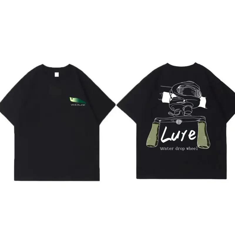 

Lure Theme Short-sleeved T-shirt Summer Cotton Printing Loose Men s Personality Casual Round Neck Fishing Enthusiast T-shirt 4XL