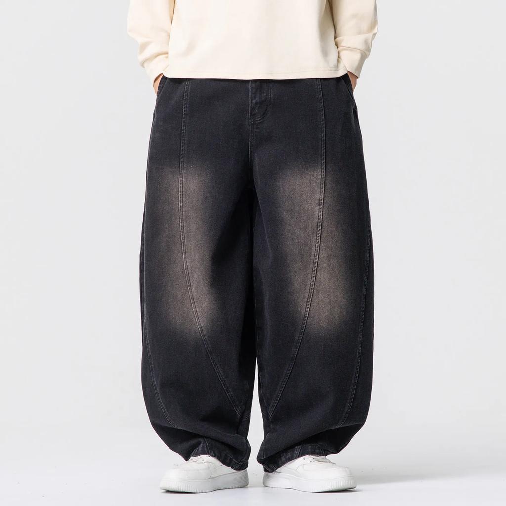 Autumn Men Black Denim Pants Men Casual High Street Harajuku Pants Man Loose Hip Hop Wide Leg Pants Man Baggy Oversized Pants