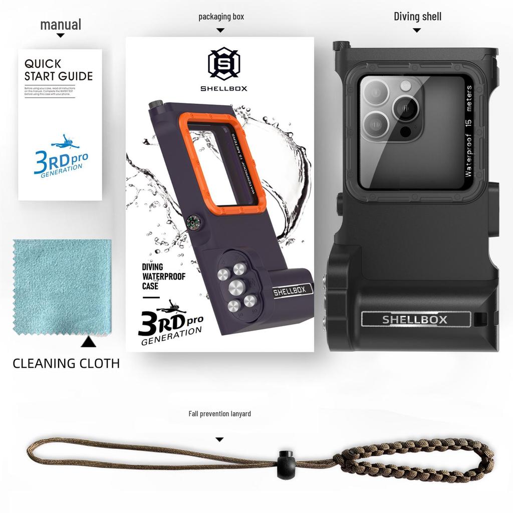 Red Pepper Black Tech 15m Waterproof Diving Case for Apple, Samsung, Huawei, and Xiaomi Phones