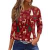 Women's T Shirt Christmas Print 3/4 Sleeve Daily Weekend Fashion Basic Round Neck Regular Top