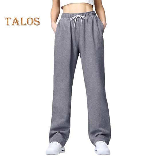 

Женские брюки средней посадки с эластичной талией, регулируемые на шнурке, длинные брюки, однотонные, прямые, широкие, осенне-зимние спортивные брюки XL серый
