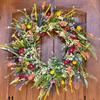 1Pc Front Door Simulation Spring and Summer Wildflower Wreath, for Courtyard, Front Door