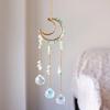 Crystals Suncatcher, Hanging Moon Sun Catcher with Glass Prisms for Windows, Healing Crystal Decor for Home, Gift for Christmas Birthday Valentine