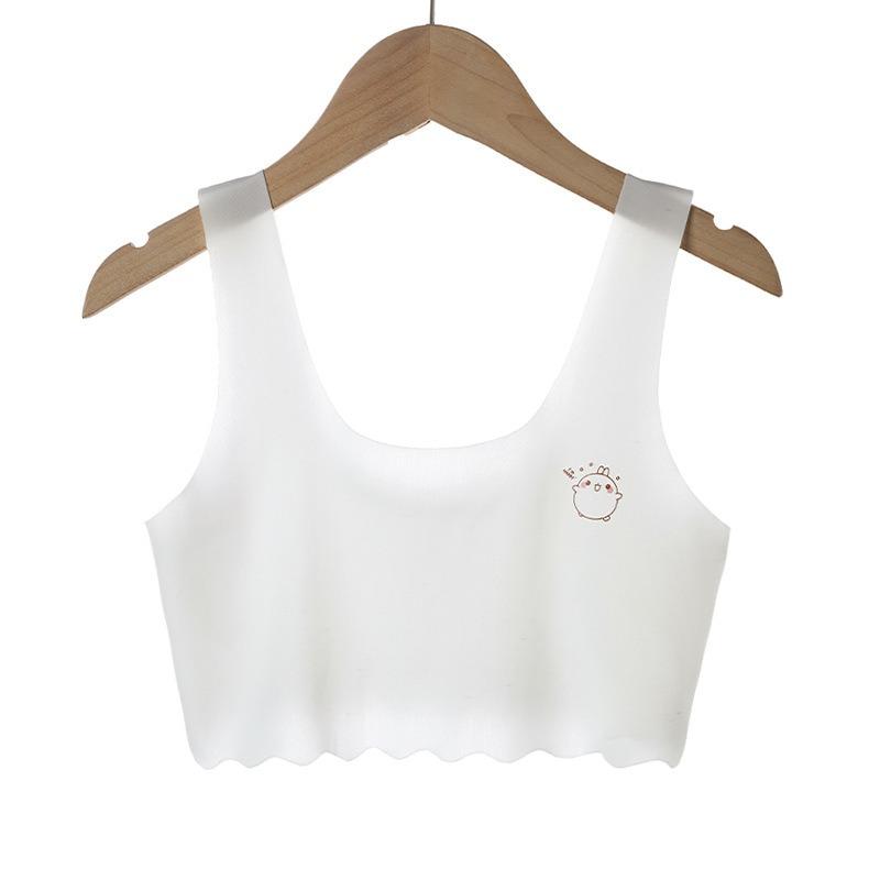 Girls' Seamless Camisole Bra, Developmental Underwear for 6-12 Years Old, Puberty Teen Bra for 10-14 Girls, Summer Kids Training Bra