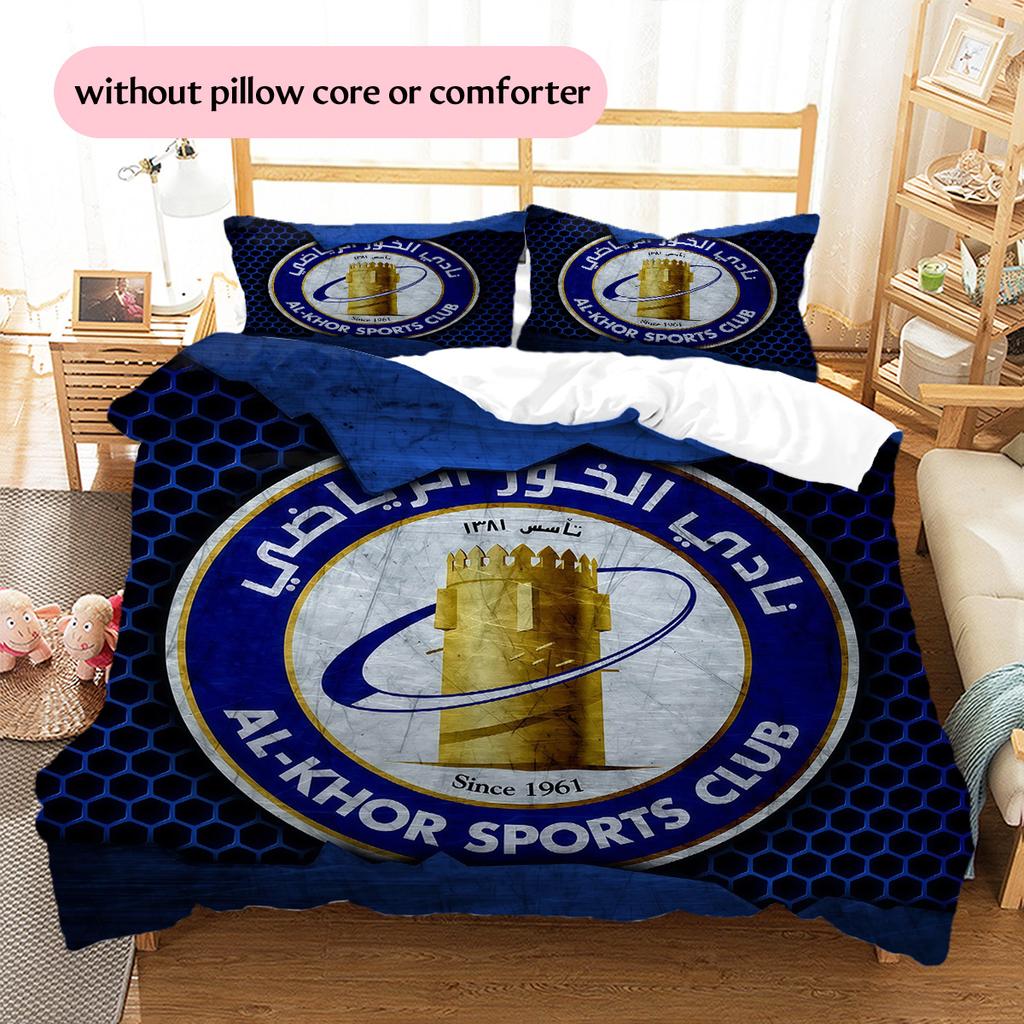 Al‑Khor Sports Club Pattern Bedding Quilt Set Home Decoration Gift (1 * duvet cover + 2 * pillowcase without core)