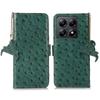 For Xiaomi 14T Case RFID Blocking Genuine Cow Leather Phone Case Ostrich Texture