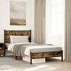 Metal Bed Frame without Mattress Smoked Oak Finish 100 x 190 cm