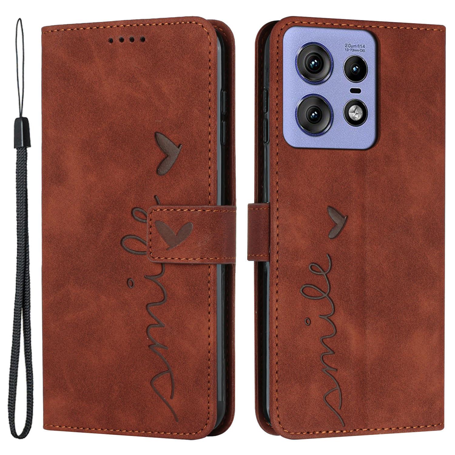 

For Motorola Edge 50 Pro 5G Case Scratch Resistant PU Leather Stand Phone Shell Brown