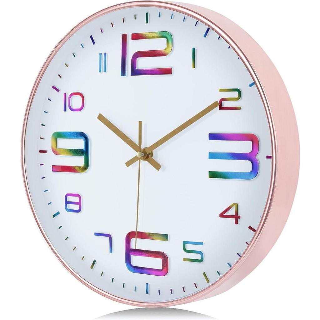 კედლის საათი 12" უხმო კვარცი დეკორატიული უახლესი საათი არტიკტიკი კლასიკური საათი ბატარეაზე მრგვალი ადვილად წასაკითხი ოთახისთვის/სახლისთვის