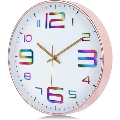 Wall Clock 12" Silent Quartz Decorative Latest Clock Non-Ticking Classic Clock Battery Operated Round Easy To Read for Room/Home