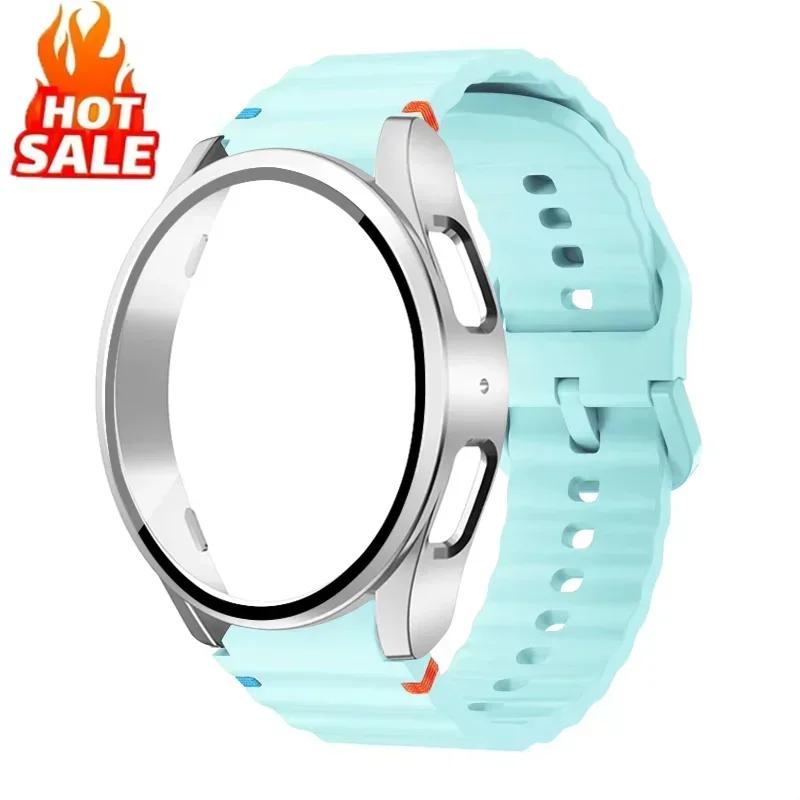 Case+Strap for Samsung Galaxy Watch 7 6 5 4 40mm 44mm Silicone Official Band PC Protector Cover Bumper Accessorie Galaxy Watch 7