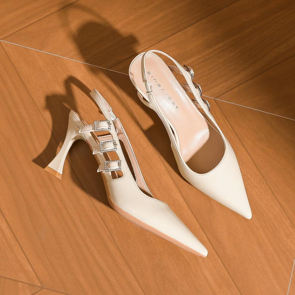 Fashion New Design Women Pumps High Heeled Sandals Pointed Toe Marry Jane Shoes High Quality Pu Heels Fashion Ladies Shoes 2025