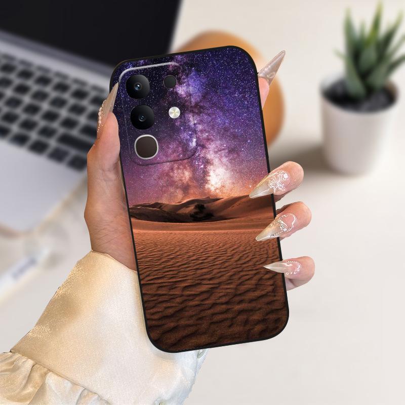 Pro vivo Y29 4G Pouzdra Y 29 Roztomilý Kreslený Potisk Černé Měkké Silikonové TPU Kryt Telefonu Pro Vivo T4x 5G Ochranné Pouzdro Fundas Case Capa