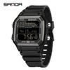 SANDA 6196 Waterproof Watch Sports Men's Lightweight Square Classic Fashion Electronic Rel gio mulher Electronic Night Glow