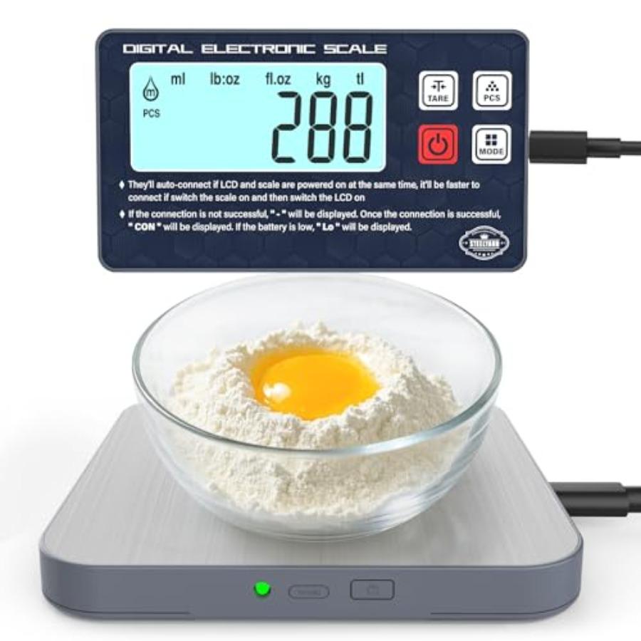 

Rechargeable Digital Kitchen Food Scale for Bread Making Coffee Brewing with 304 Stainless Steel Platform Backlit LCD Display C United States