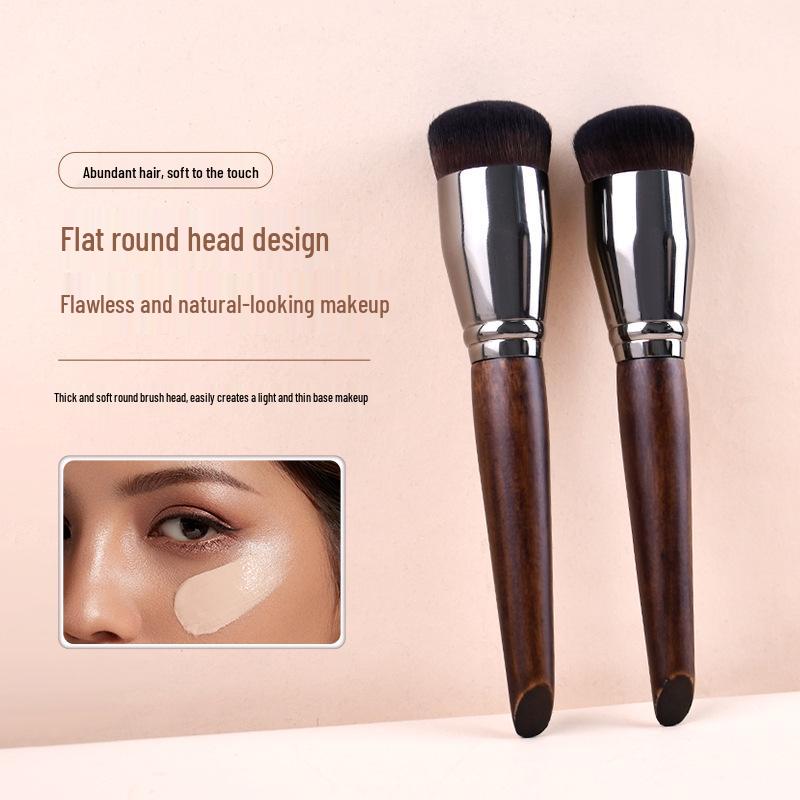 Rosewood Round-Head Foundation Brush: Soft Dense Bristles for Seamless Application