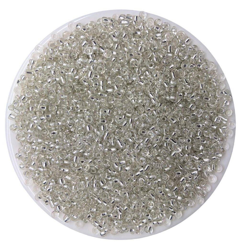 Solid Color 2/3/4mm Glass Seed Beads, Silver Lined, Dyed AB Cream, Round for Handmade Beading & Bracelets.
