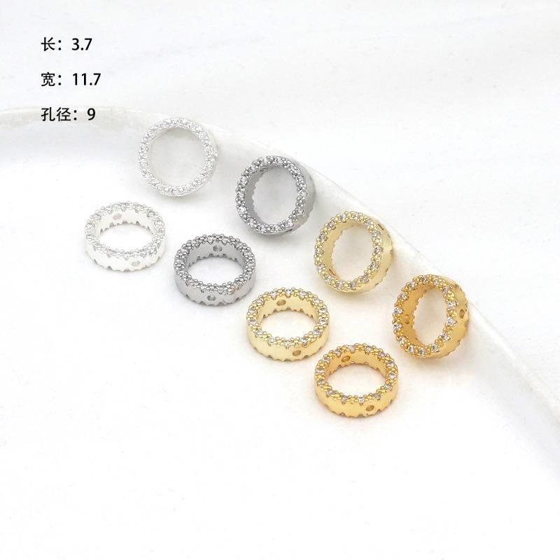 Farbechtheit k Echtgold mikro-eingefasster Zirkon Fassperlen Straße durchbohrt kleine Taille Kristallarmband DIY Perlenabstandshalter mit Perlen C