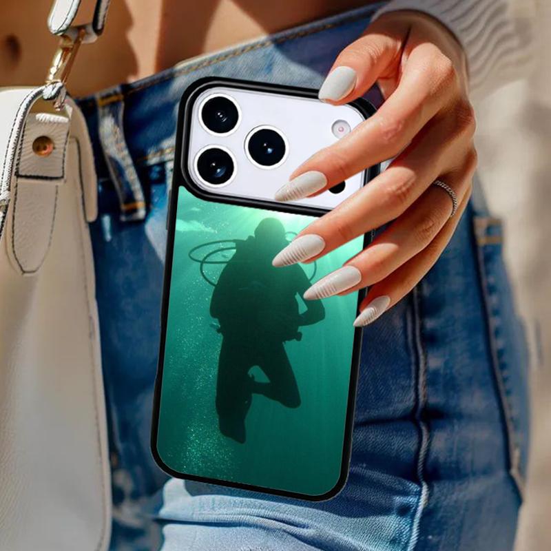 

Dive Scuba Diver Shark Diving soft Phone Case For iPhone 17 Air 14 15 13 12 Max Cover For Apple 14 15 16 16e 11 Pro Max Plus iPhone 16pro