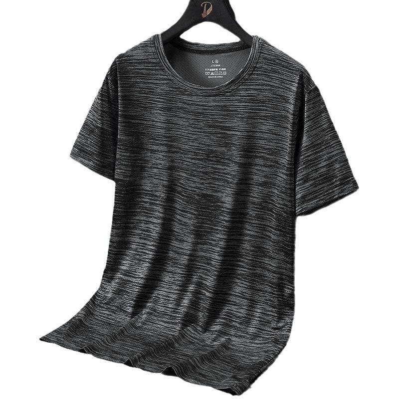 Men's Plus Size Quick-Dry Bamboo T-shirt, M-8XL, Summer 2025, Round Neck, Ice Silk, Short Sleeve