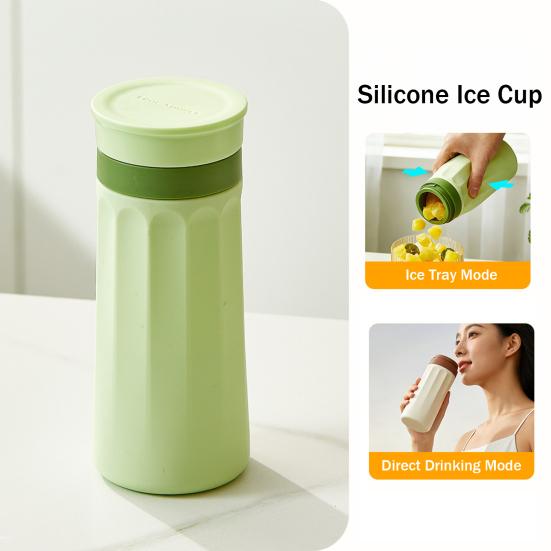 2 in 1 Ice Cube Bottle Portable Silicone Ice Cube Cup with Ice Cube Mold Easy Press to Release Ice Maker for Outdoor Travel Home Office