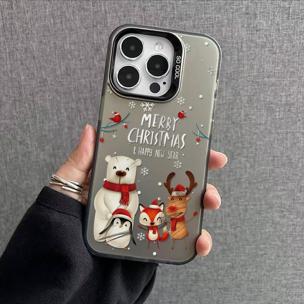 Christmas Bear Is Suitable for iPhone17ProMax Mobile Phone Protective Case Apple 15/14 Niche 16 Large Holes Simple