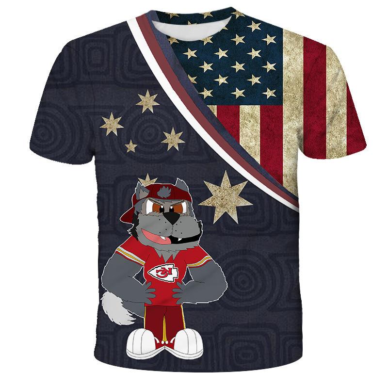 Summer Round Neck Animal Dog Pattern 3D Print Top Fashionable Casual Short Sleeved Men's T-shirts