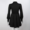 Y2K Schwarzes Gothic Kleid Damen Gothic Style Goth Bandage Minikleid Gothic Harajuku Punk Langarm Schnürnetz Kleid