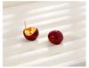 Retro Burgundy Christmas Stud Earrings for Women - Elegant Metal Design In Hong Kong Style