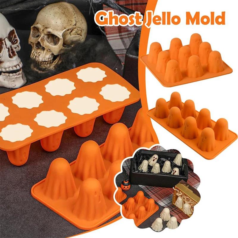 Halloween Ghost Jello Silicone Mold Spooky Baking For Cake Chocolate Candy Flexible Easy Release Halloween Kitchen Accessories
