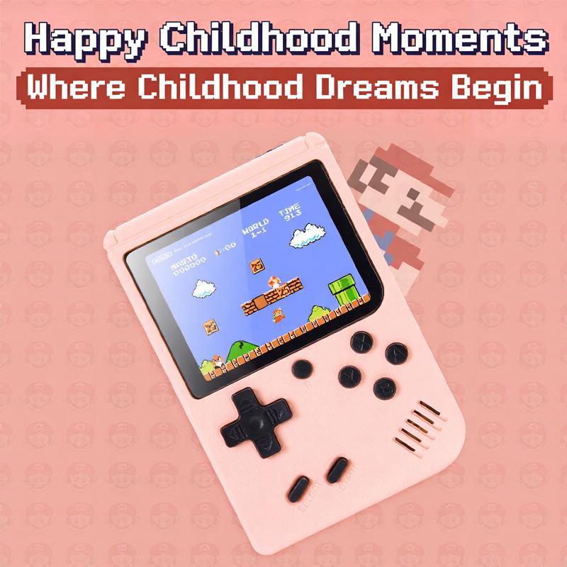 Console Portatile Mini Portatile per Videogiochi 8 Bit Schermo LCD a Colori da 3,0 Pollici Giocatore di Giochi a Colori per Bambini Integrato 500 Giochi Versione per Due Giocatori