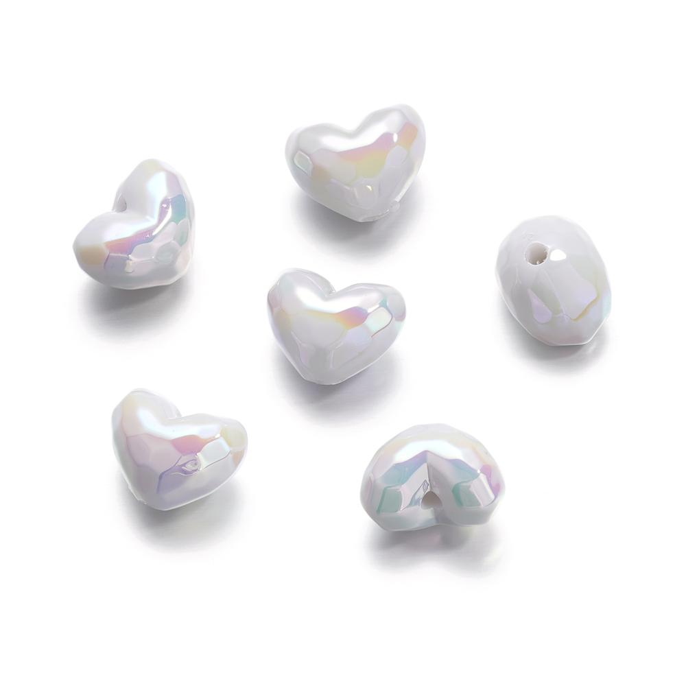 10Pcs/Lot Acrylic Heart Shape Bead Charm Spacer Loose Beads for DIY Necklace Bracelet Jewelry Making Accessories 14*18mm