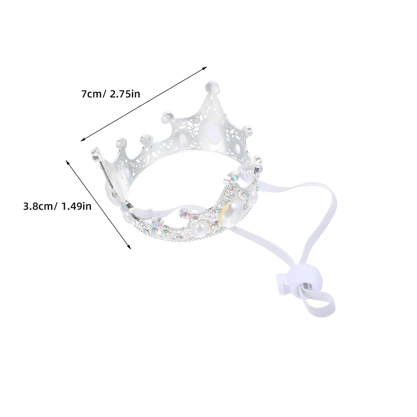 

Pet Birthday Party Crown Alloy Crown Headdress Shiny Crown Pet Hat Birthday Party Pet Costume Decoration With Adjustable Strap срібний