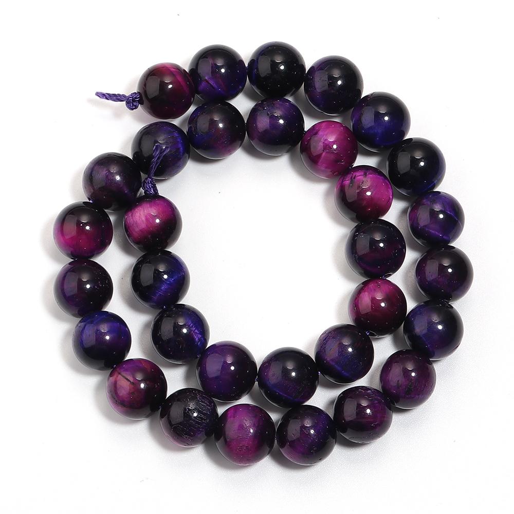 Naturstein Lila Tigerauge Perlen 4 6 8 10 12mm Rund Lose Edelsteinperlen Für Schmuckherstellung DIY Armbänder Halskette Zubehör