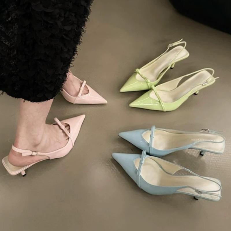 Bow Stiletto Baotou Sandals Autumn New Pointed Toe Shallow Mouth One Strap Anti-slip Wear-resistant High Heels