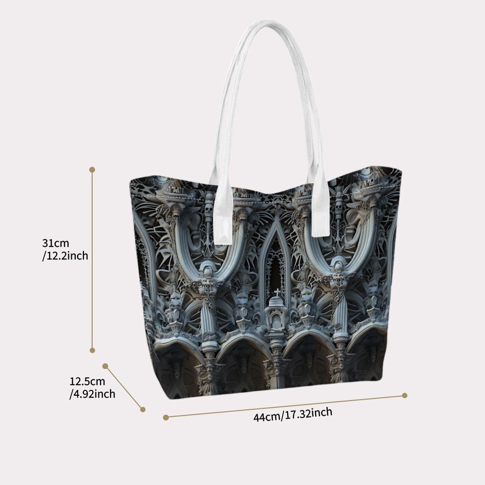 Gothic Architect Pattern Tote Bag Daily Use Casual Portable Large Capacity Shoulder Bag for Outdoor Shopping Travel Fashionable Durable Women's Handba