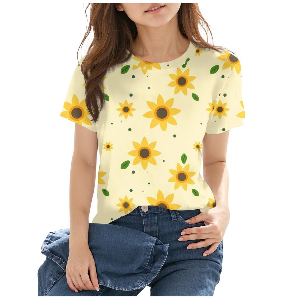 Children's Casual Short-sleeved Printed Round Neck Fashionable T-shirt Top