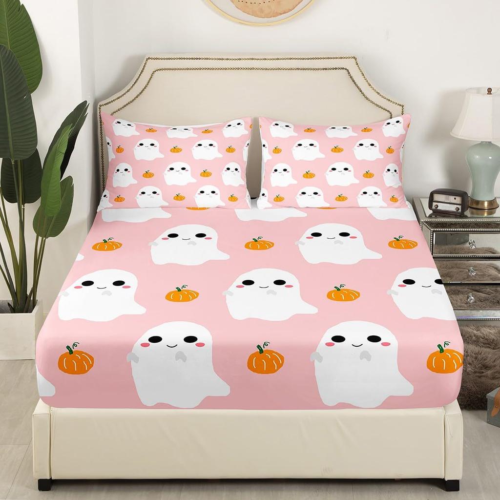 Halloween Ghost Pattern Mattress Three-Piece Digital Printing Mattress Bedding Set Adult Children