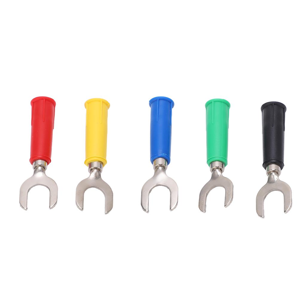 10pcs Fork Spade Wire Connectors 8mm 0.3in U Type Brass Material PVC Appearance 4mm 0.2in Hole Y Type Banana Plug