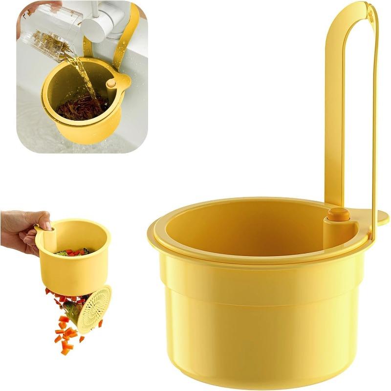 Sink Strainer Basket, Hang On Faucet Kitchen Sink Drain Basket, With Push To Empty & Detachable Fast-Drain Mesh