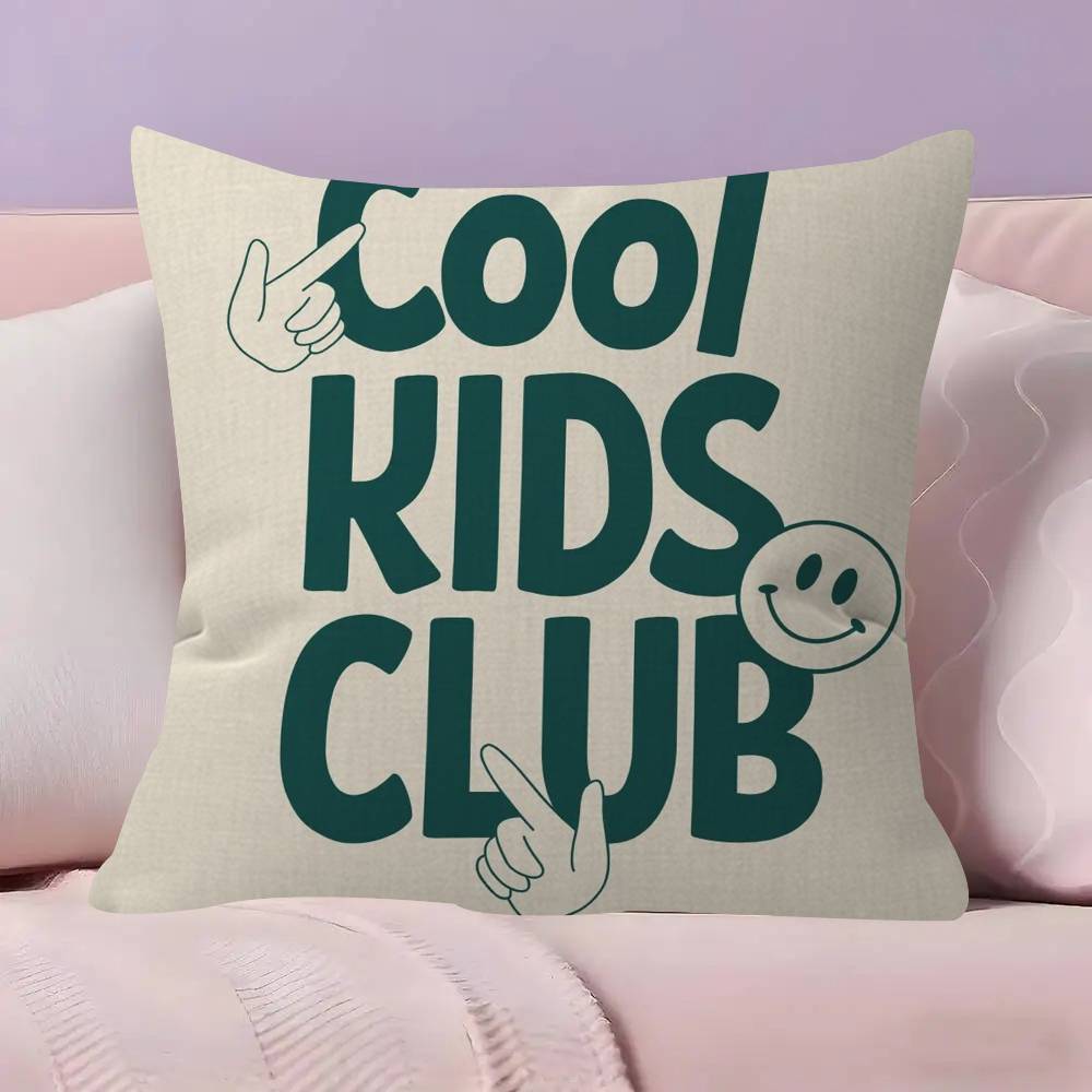 Modern Cartoon Cool Kids Club Cushion Cover Inches Farmhouse Decor Home Throw Pillow Covers for Couch Decorations
