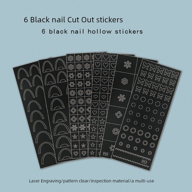 

Star Hollow Stickers French Manicure Long 1-6 one for each