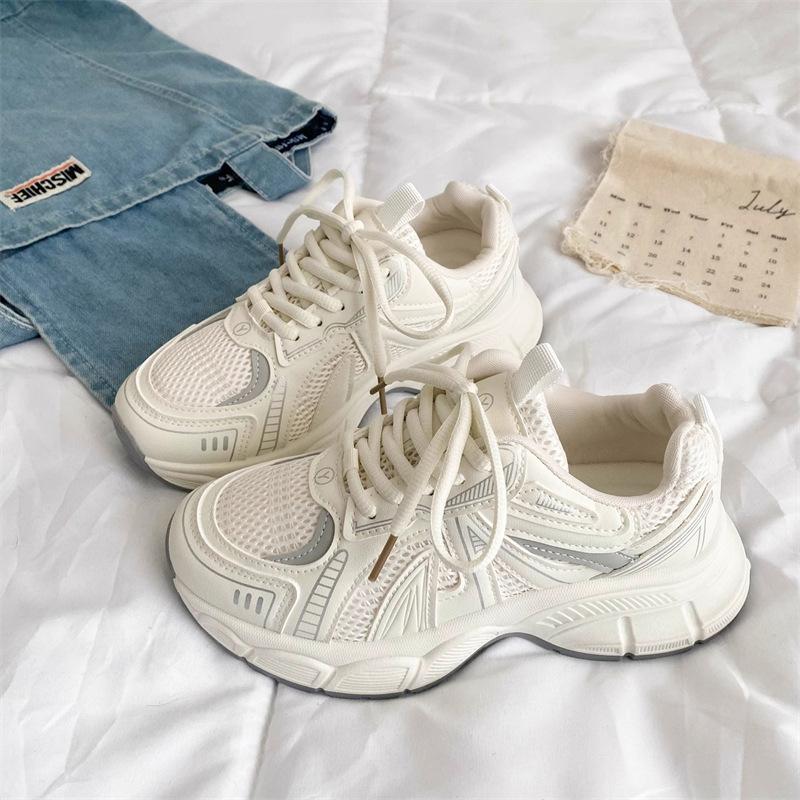 

Dad shoes women s breathable mesh 2025 new spring and summer super fire little white shoes casual sports shoes explosion 40 бежевый