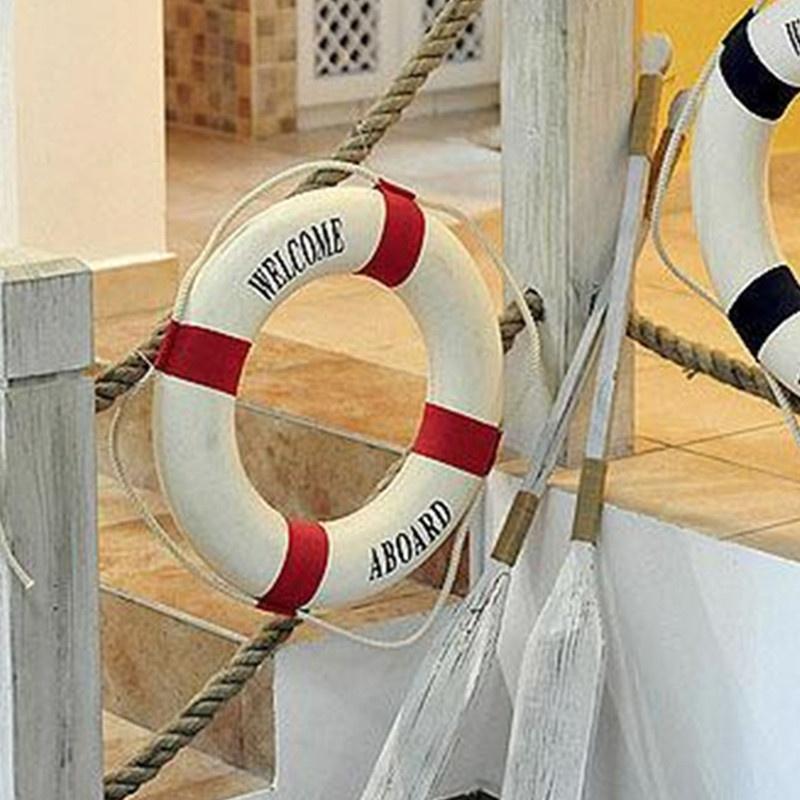 Nautical Style Welcome Decorative Red Blue Life Buoy Shape Home Marine Beach Wall Decoration Life Buoy Crafts Living Room Decoration