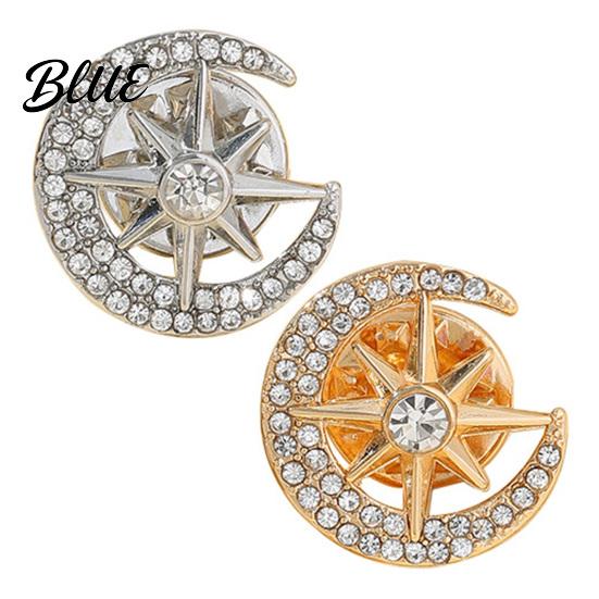 Bag Accessory Pin Moon Star Design Brooch for Women Rhinestones